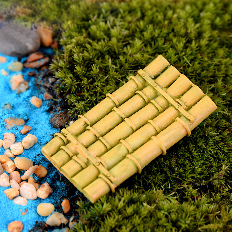 Aquarium Mini Fish - Simulation Mini Bamboo Raft Figurine Miniature